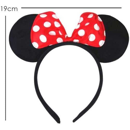 Kırmızı Fiyonklu Minnie Mouse Taç Fare Tacı Kafa Bandı