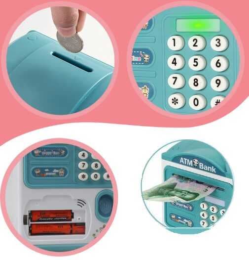 Parmak İzi Görünümlü Elektronik Şifreli Otomatik Kağıt Para Alan ATM Kumbara