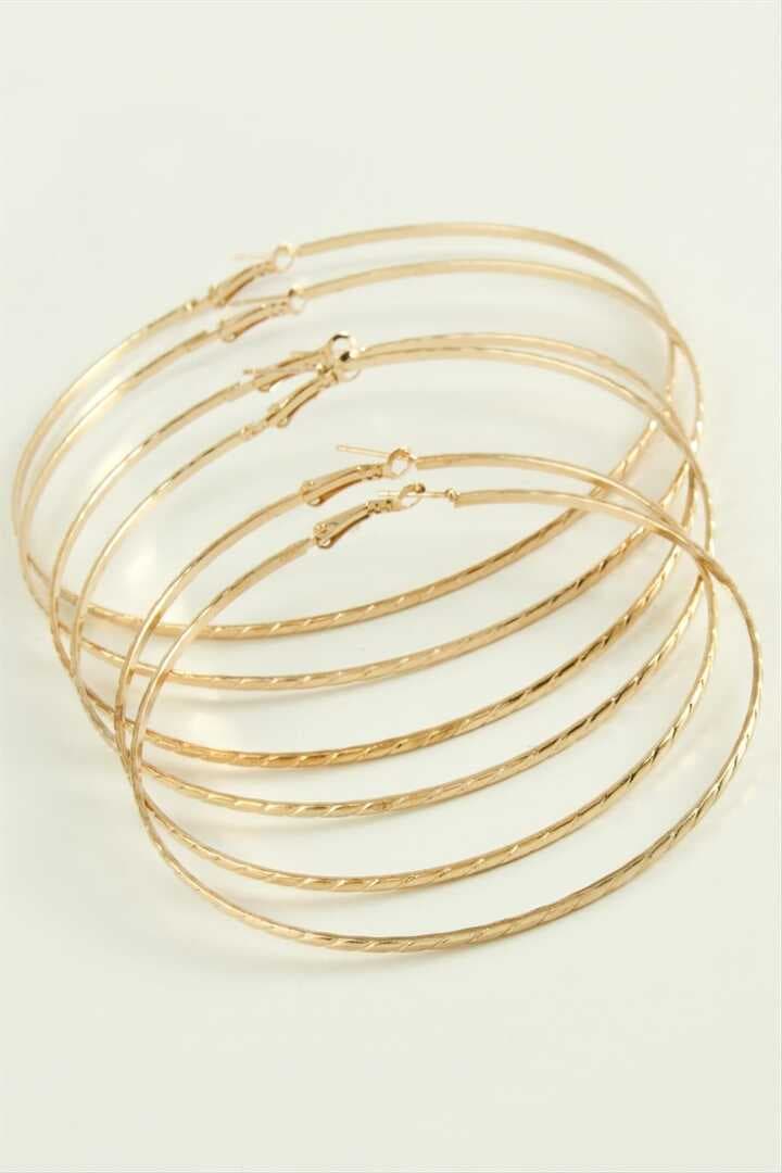 Burgulu Metal Halka Küpe 6 Adet