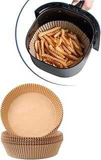 50 Adet Air Fryer Pişirme Kağıdı Tek Kullaımlık Yağ Geçirmez Yapışmaz Yuvarlak Tabak Model