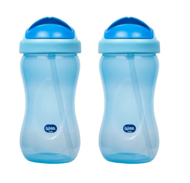 Wee Baby Renkli Pipetli Bardak 350ml 6+Ay Mavi x 2 Adet
