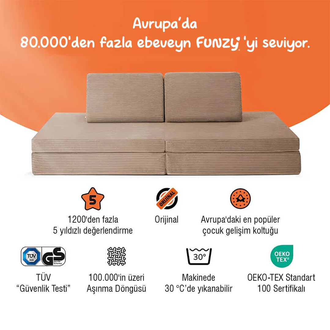 FUNZY Mini Funzy Oyun Parkuru çocuk Kanepesi seti Modüler, Yaratıcı, Yer Tasarruflu & Oeko Teks 100