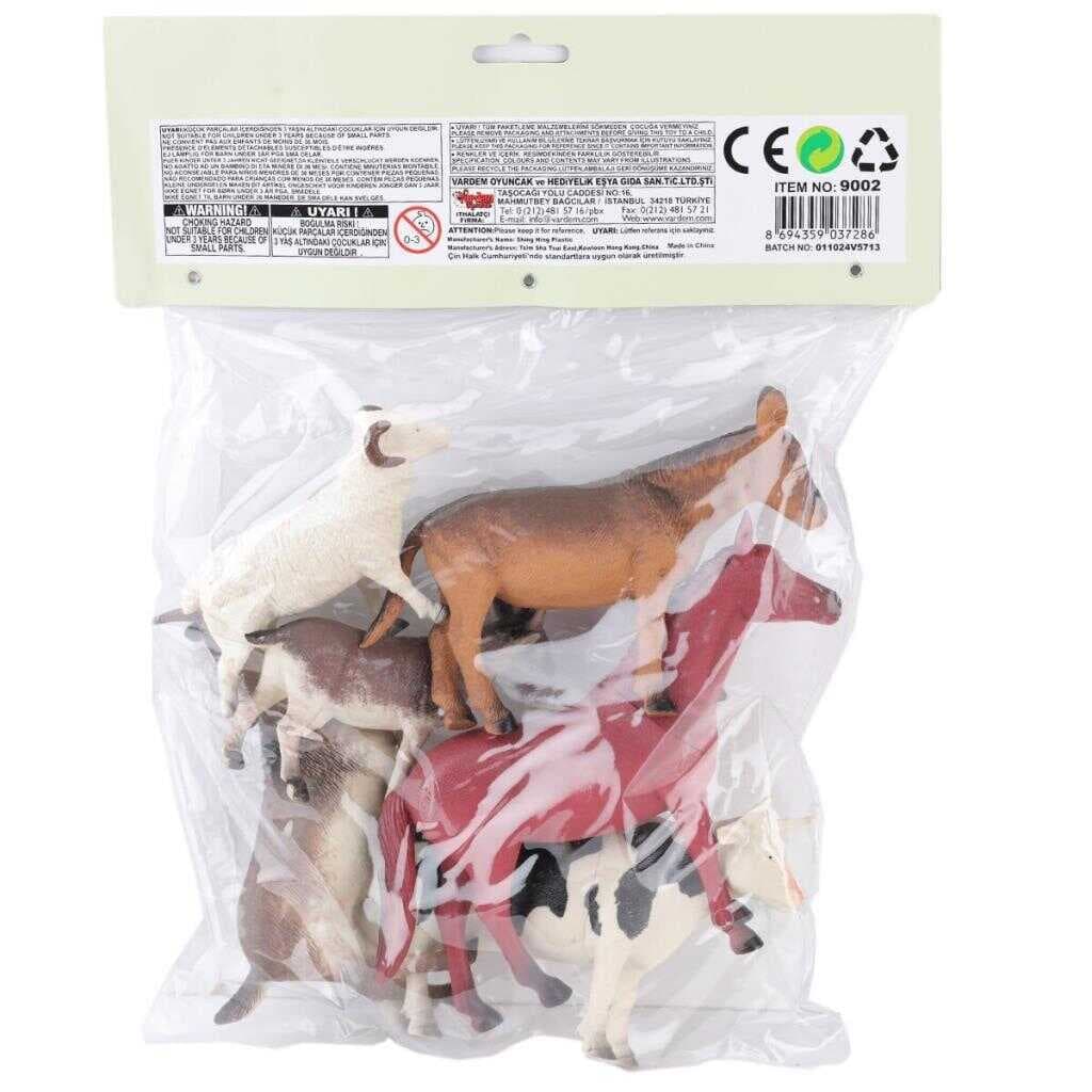 Nessiworld SH-9001-Vardem Poşetli 6Pcs 8 İnch  Çiftlik Hayvan ve Dinozor Set