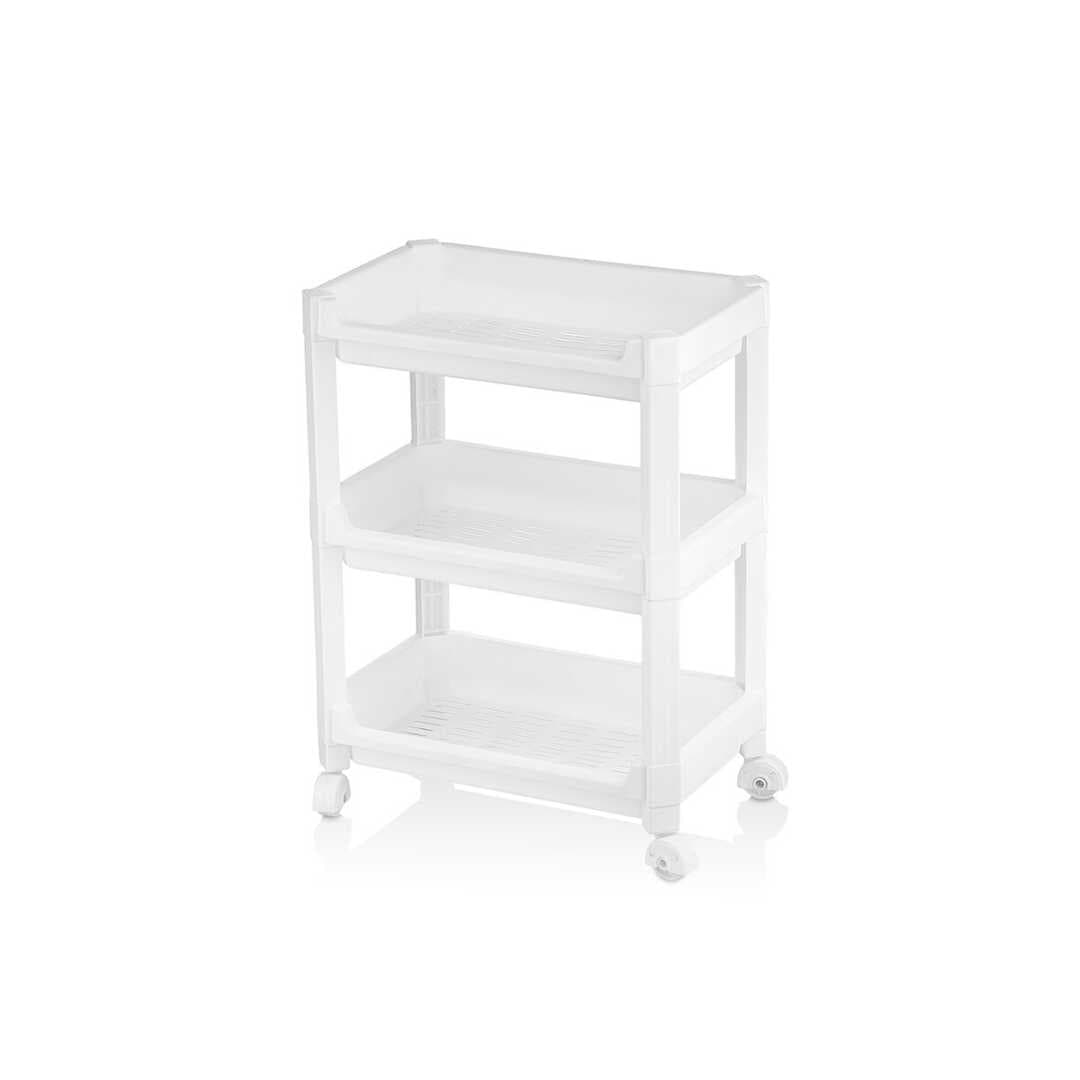 RAFTY GENİŞ 3 KATLI TEKERLEKLİ SEPET ORGANİZER DÜZENLEYİCİ RAF ÜNİTESİ 352X220X480MM (5430)