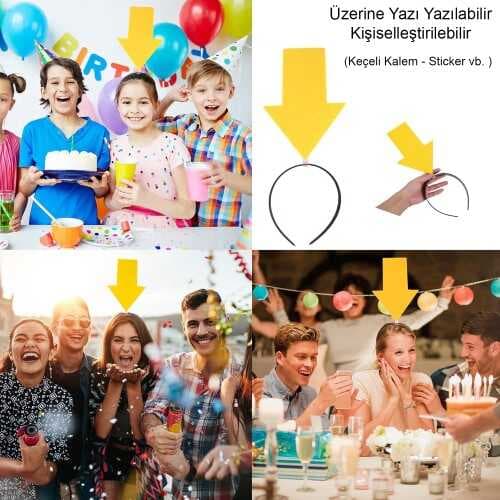 Kişiselleştirilebilir Ok Taç – Üzerine Yazı Yazılabilen Parti Tacı Sarı Renk