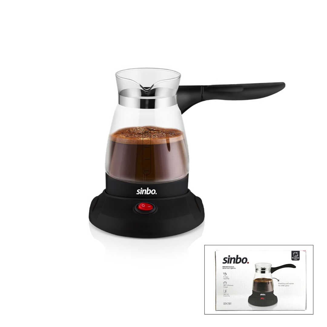 CAM ELEKTRİKLİ CEZVE TÜRK KAHVE MAKİNESİ - 5FİNCAN=500ML KABLOSUZ KULLANIM- 360°DÖNER 600W SCM-2981 (5430)