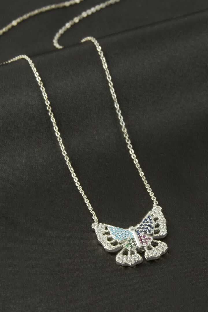 Kelebek Zirkon Taşlı Kolye