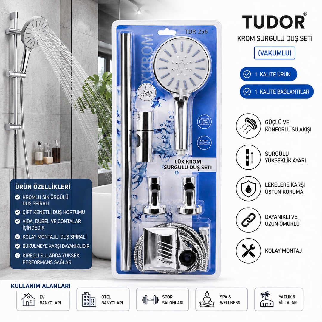 VAKUMLU - KROM LUX SÜRGÜLÜ DUŞ SETİ (5430)