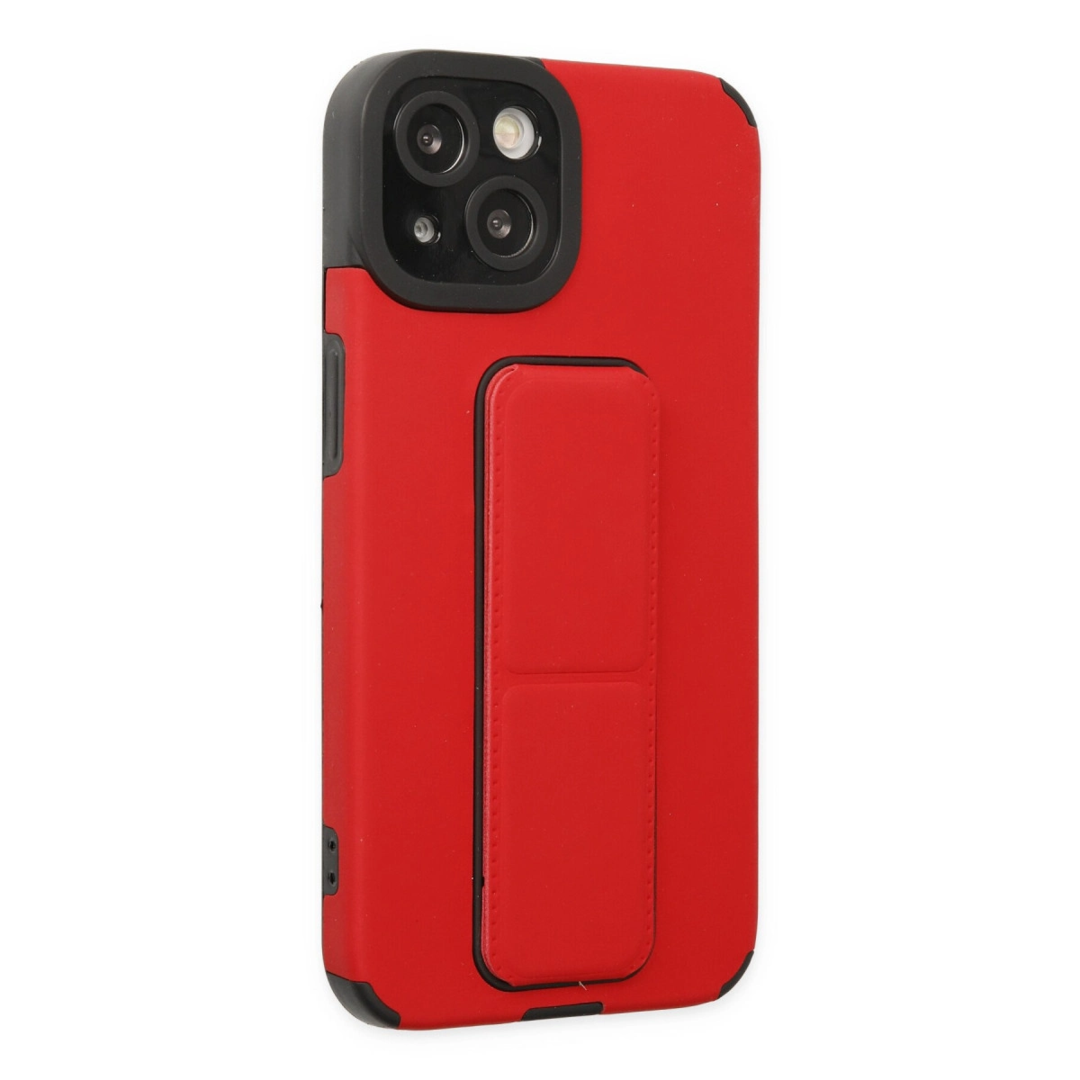 Apple İphone 14 Plus Kılıf Mega Standlı Silikon - Kırmızı