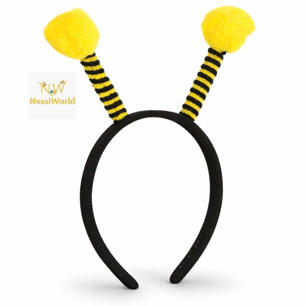 Sarı Siyah Arı Antenli Taç - Çocuk Arı Tacı Mega Ponponlu