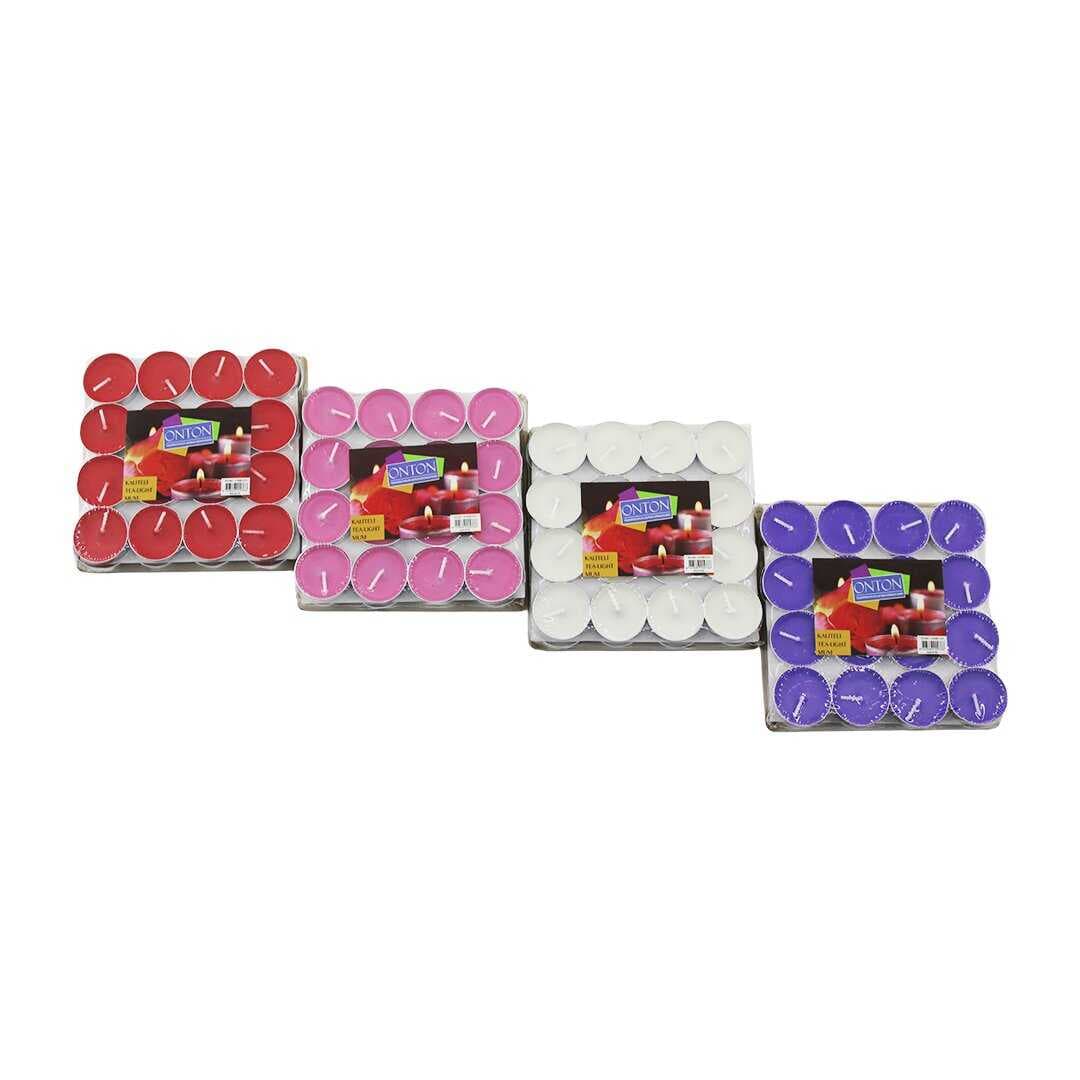 32PCS RENKLİ TEA LİGHT YUVARLAK MUM MİX - HERHANGİ BİR RENK GÖNDERİLİR (5430)
