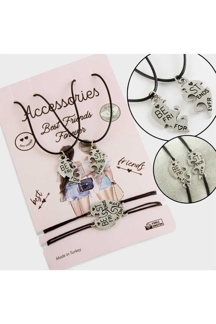 Best Friends Arkadaş Deri Set Kolye
