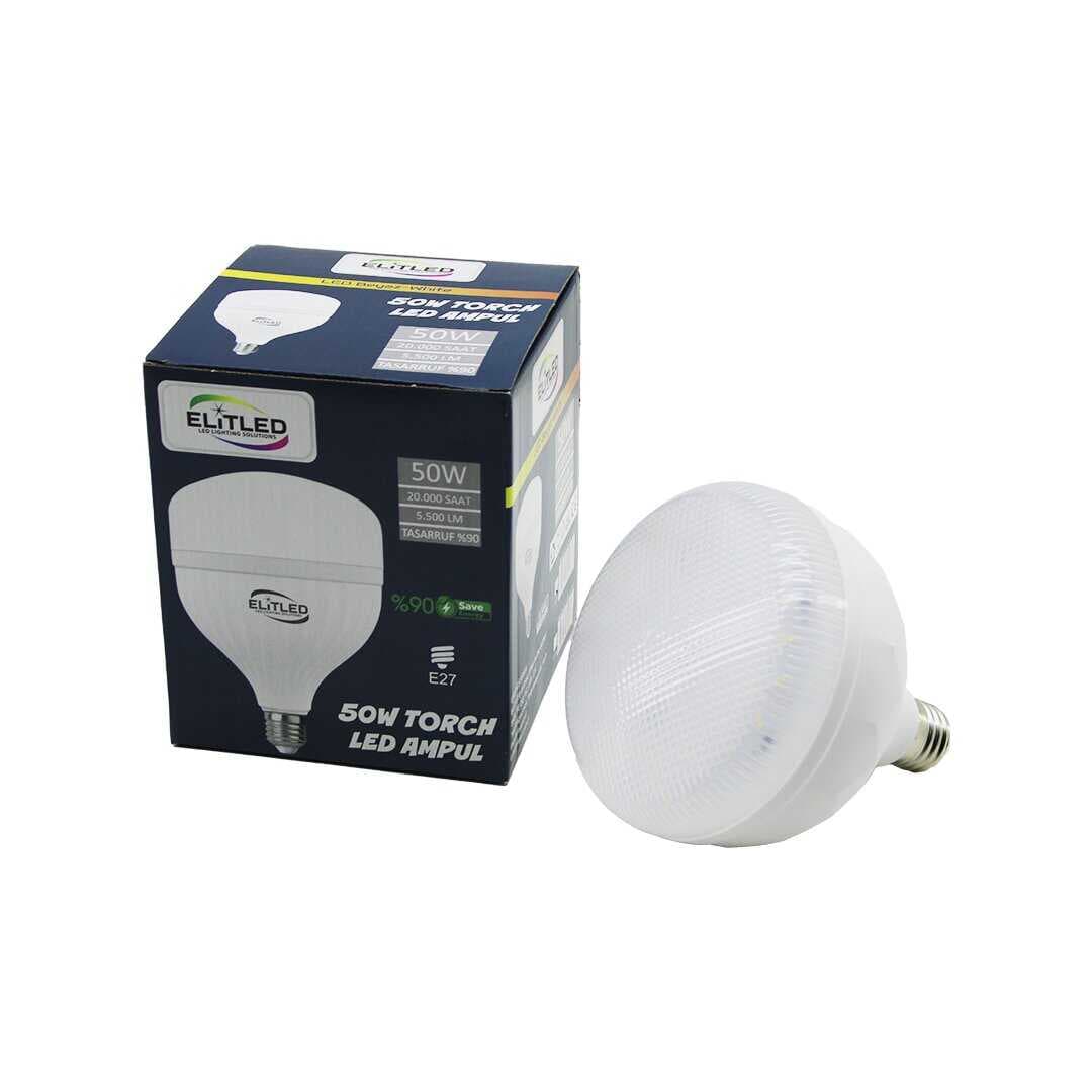 ELİTLED EL-02 12/50 50W TORCH LED BULB AMPUL BEYAZ - 6400K E27 5500 LÜMEN 20.000 SAAT ÖMÜR (5430)