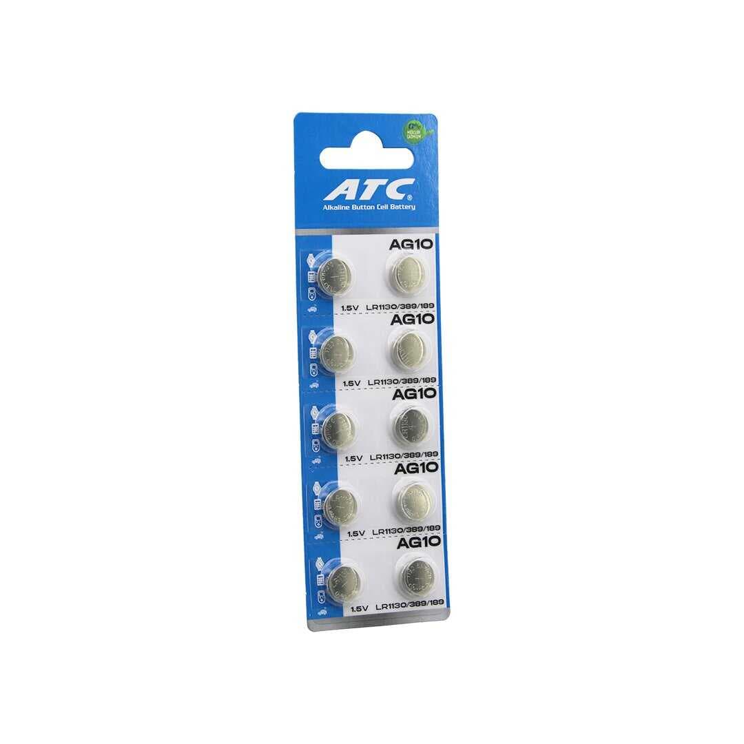 ATC ALKALİNE BUTTON BATTERY AG10 LR-1130/389/189 DÜĞME PİL ALKALİN 1.5V 10LU KART (5430)