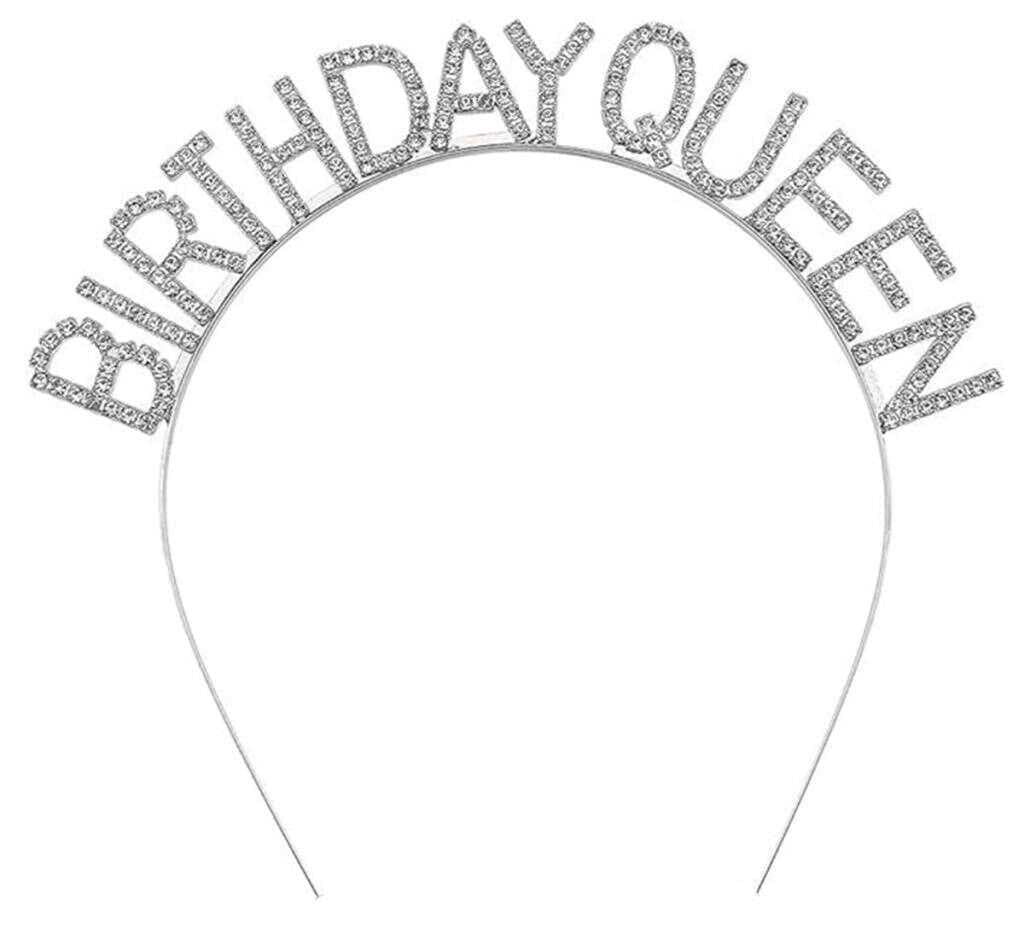 Nessiworld   Gümüş Renk Kristal Taşlı Parlak Birthday Queen Yazılı Kraliçe Taç 16x17 cm