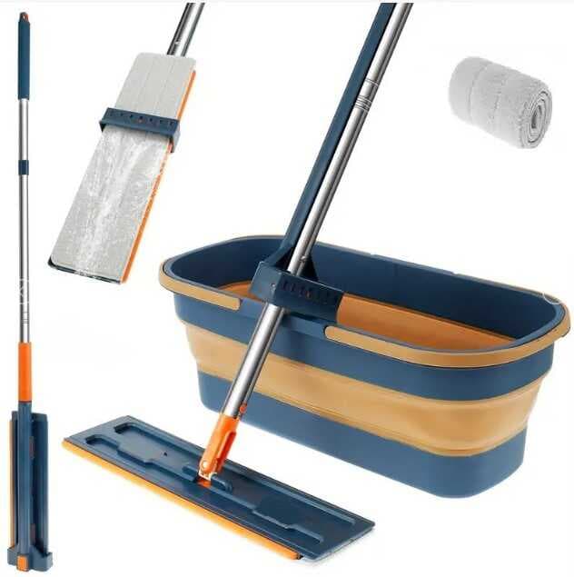Katlanabilir Temizlik Mopu ve Tekerlekli Kova Seti