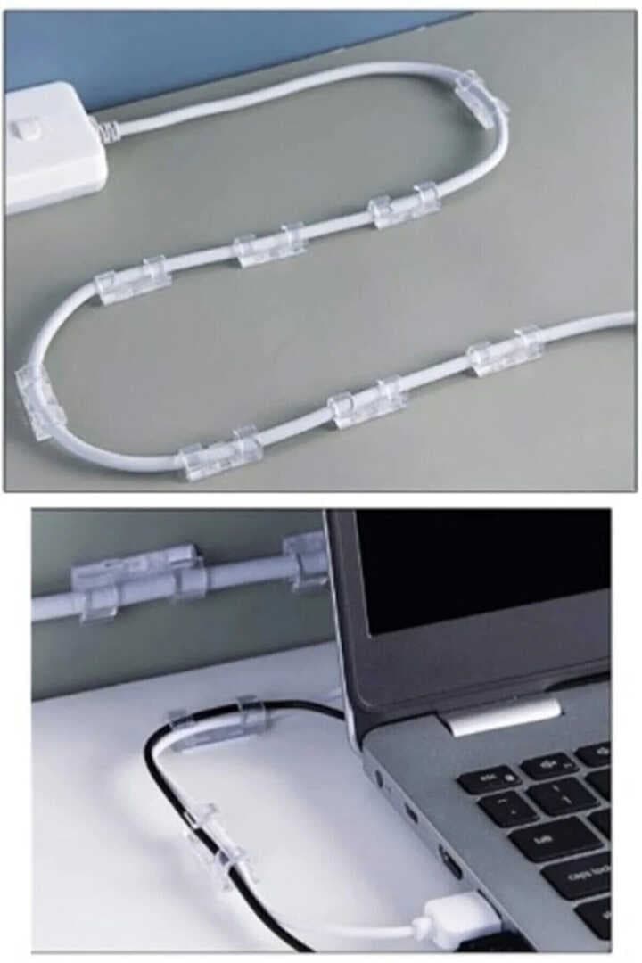 Kablo Sabitleyici Klipsler 20 Adet Kablo Düzenleyici Duvar Fayans Cam Kablo Tutucu Yapışkanlı Klips (477477)