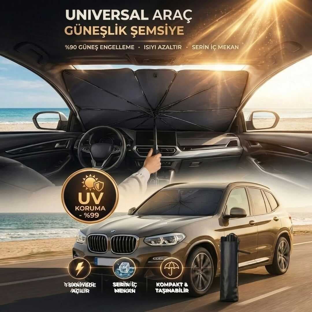 Premium Katlanabilir Araç Ön Cam Güneşliği – Şemsiye Tipi Oto Güneşlik, UV Korumalı Isı Yalıtımlı Ön Cam Gölgelik (5430)
