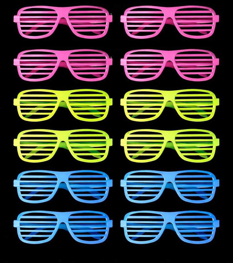 Retro Neon Fosforlu Panjur Gözlük - 12 Adet