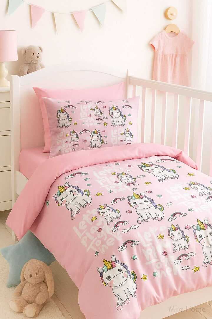 Dijital Baskılı 3d Pamuklu Yenidoğan Bebek Nevresim Takımı Lets Play Together