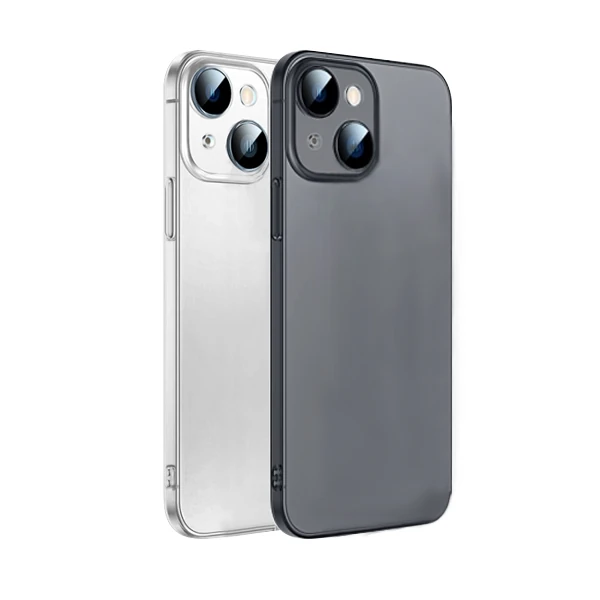 Ally iPhone 14 6.1inch Frosted Glass Şeffaf Kamera Korumalı Kılıf-(5775)