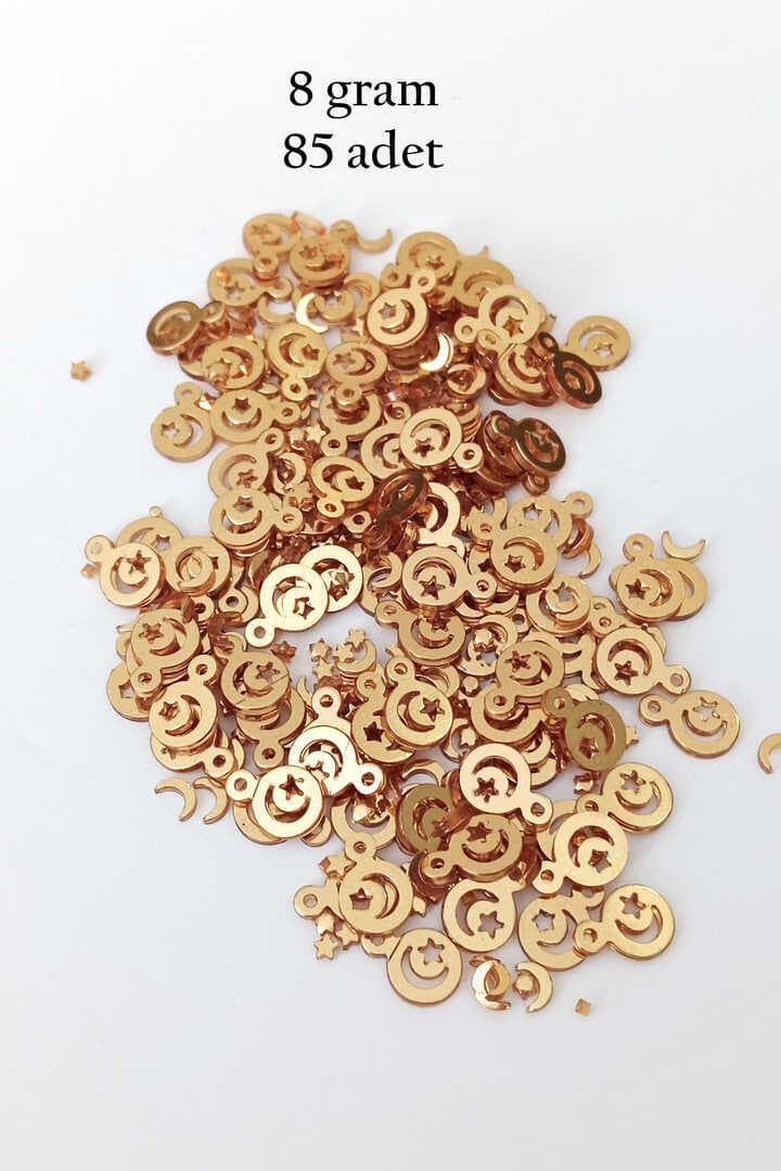 Oya Abiye Bileklik Kolye Pleksi Metalik Plastik Pul Altın Renk 8 gram 85 adet - BNC483