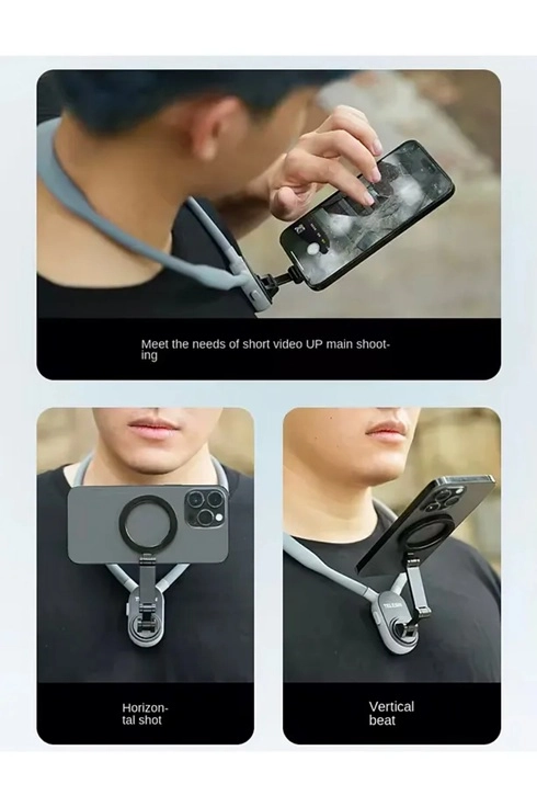 360 Derece Ayarlanabilir Boyun Askılı Manyetik Telefon Tutucu