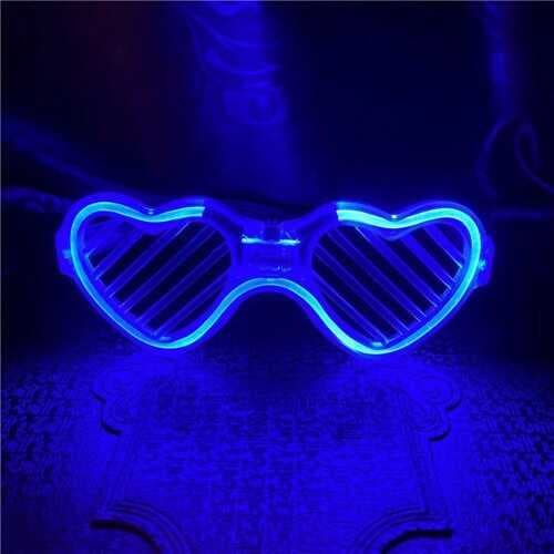 Mavi LED Işıklı Kalp Gözlük – 3 Modlu Parti &amp; Glow Gözlüğü
