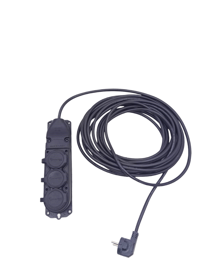 3LÜ 10 MT UZATMA KABLOSU ÇANTALI KAUÇUK PRİZ 3X1.5 CCA KABLO (5430)