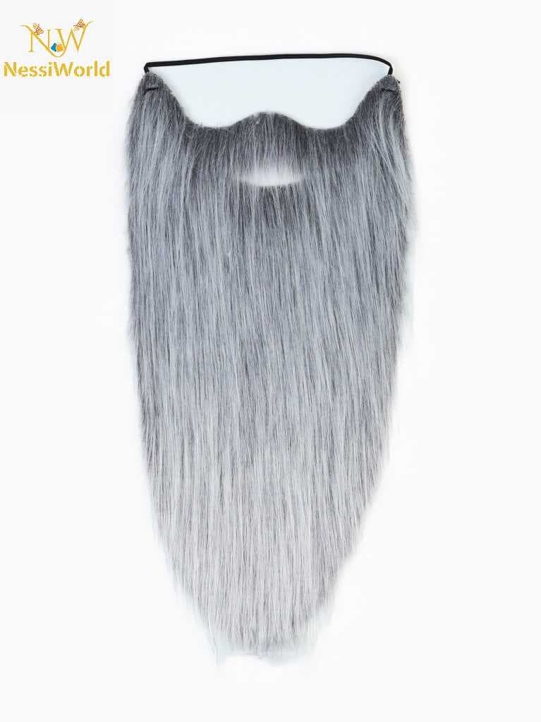 Gri Renk Lastikli Uzun Takma Sakal 40 cm