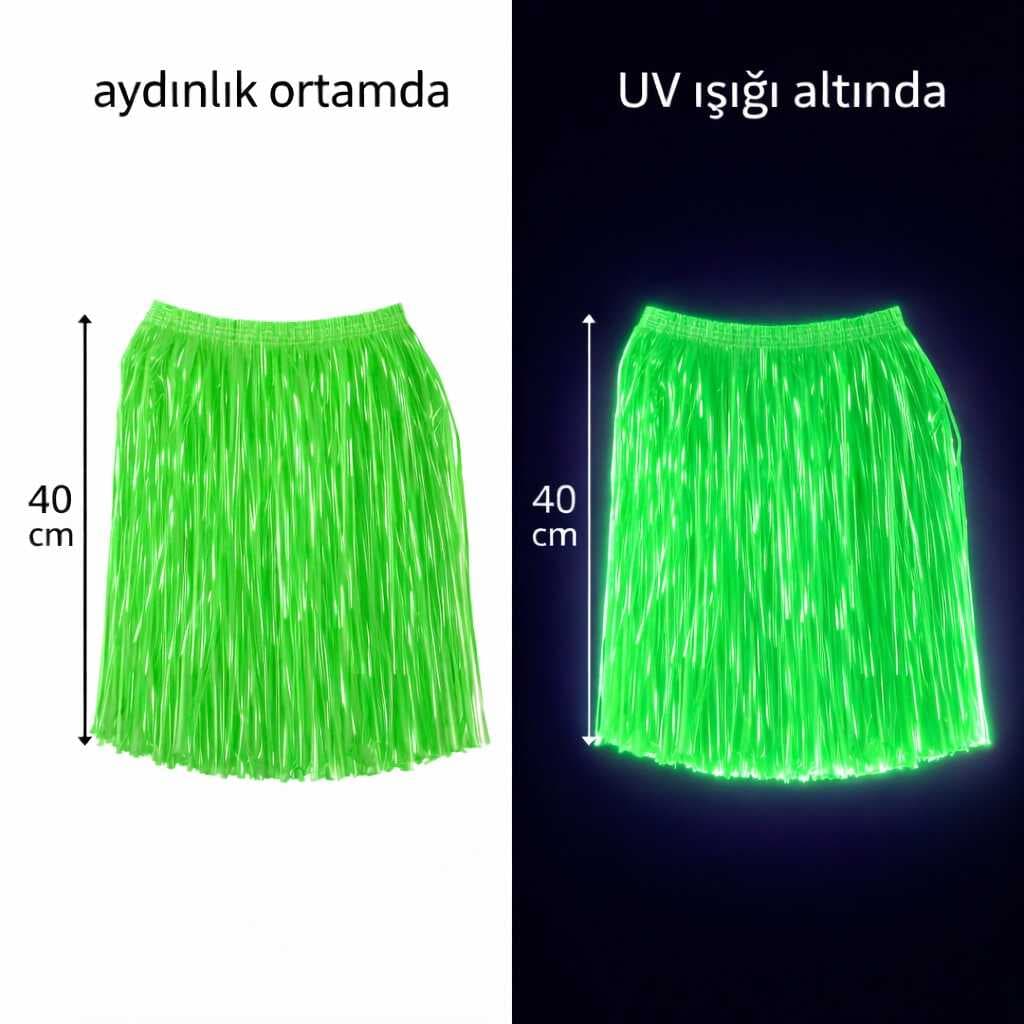 Neon Yeşil Hawaii Parti Eteği 40 cm (5430)
