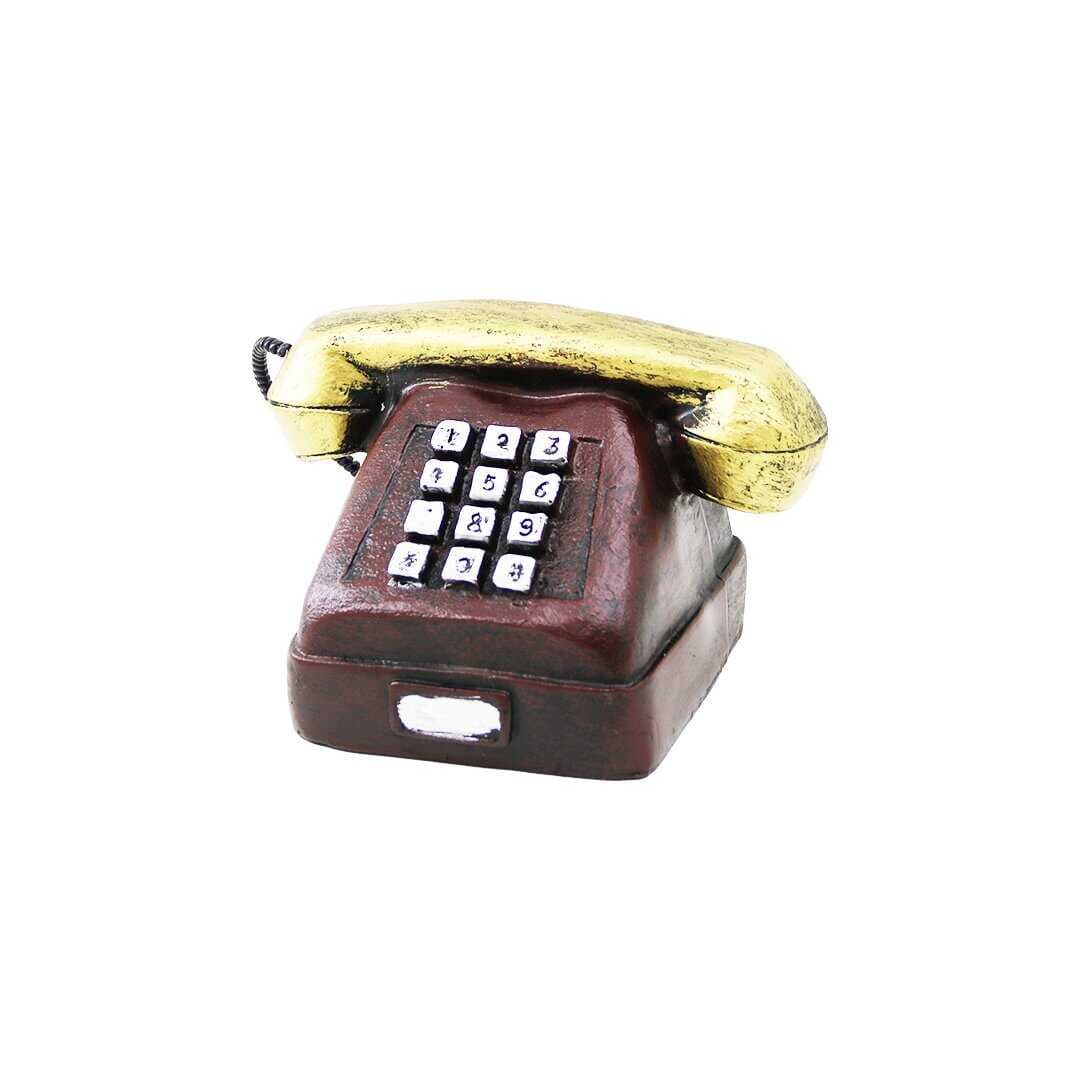 ANKESÖRLÜ TELEFON VİNTAGE DEKORATİF BİBLO 9.5X9.5CM REÇİNE (5430)