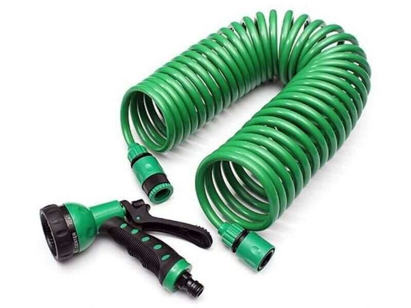15 Metre Spiral Hortum + 4 Fonksiyonlu Özel Sulama Tabancası (5430)