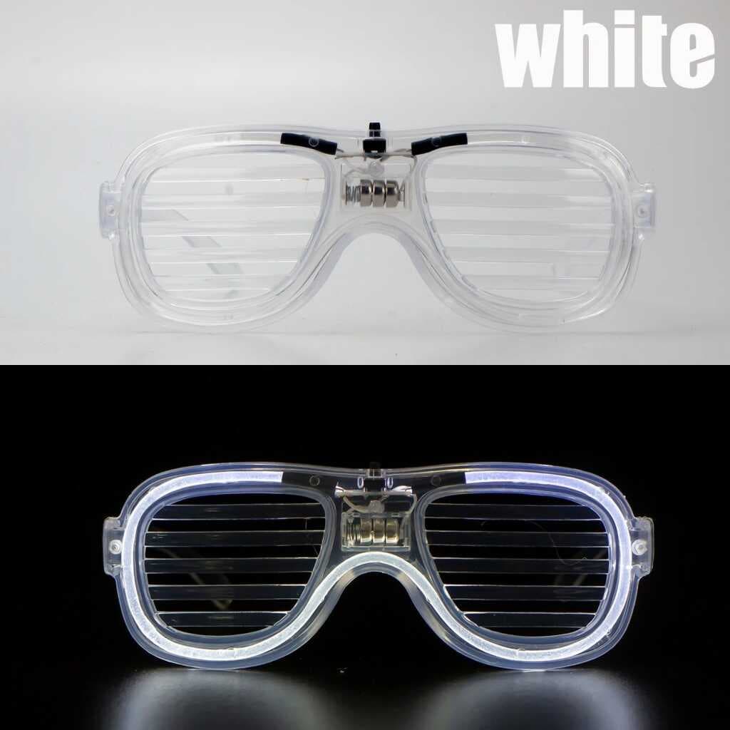 Beyaz Led Işıklı Parti Gözlüğü - Şerit Gözlük 3 Modlu