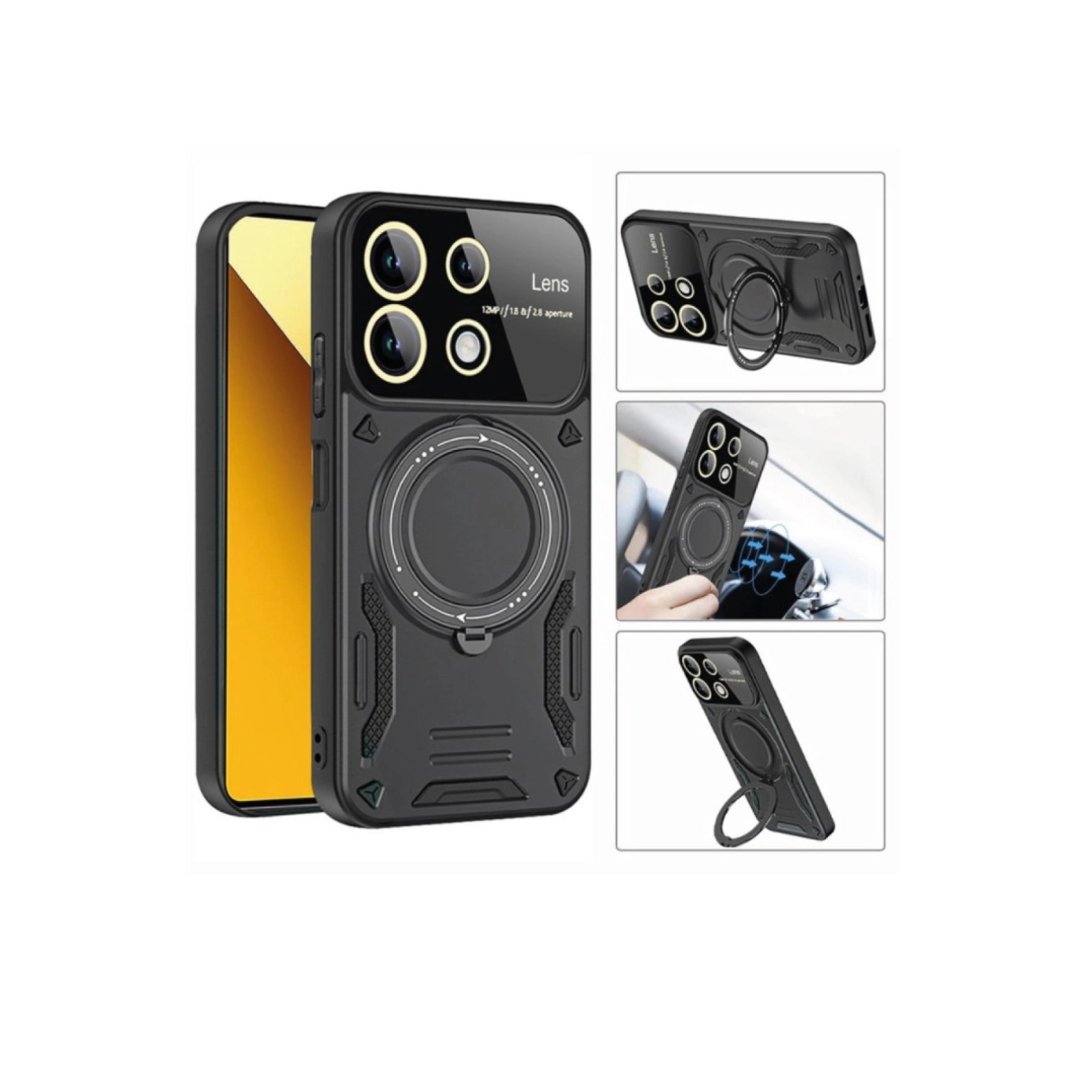 Xiaomi Redmi 13c Kılıf Joy Lens Standlı Kapak - Kırmızı