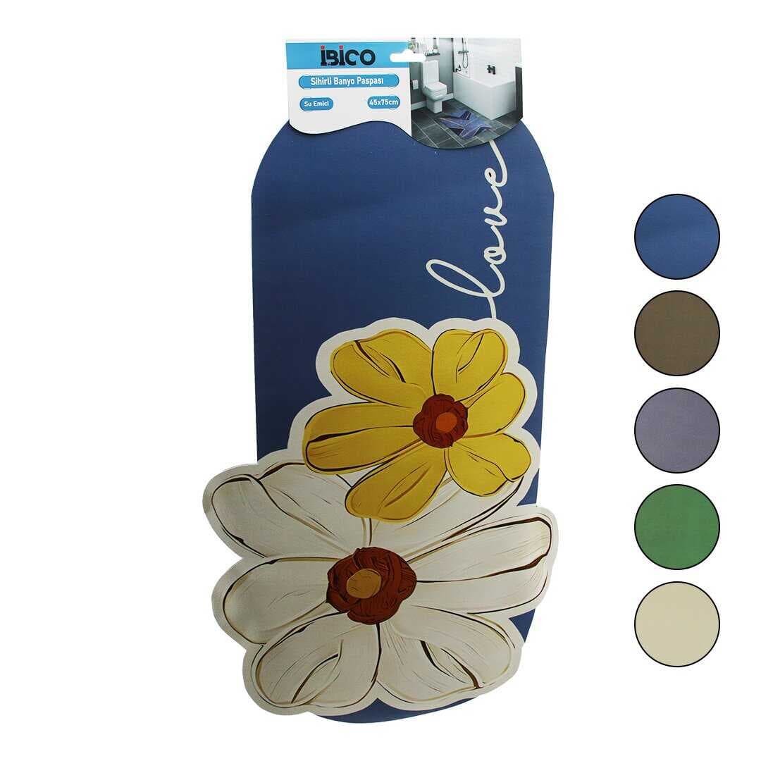 ÇİÇEK FİGÜRLÜ - RENKLİ   45X75CM   SU EMİCİ - SİHİRLİ  BANYO PASPASI  ELASTİK (5430)
