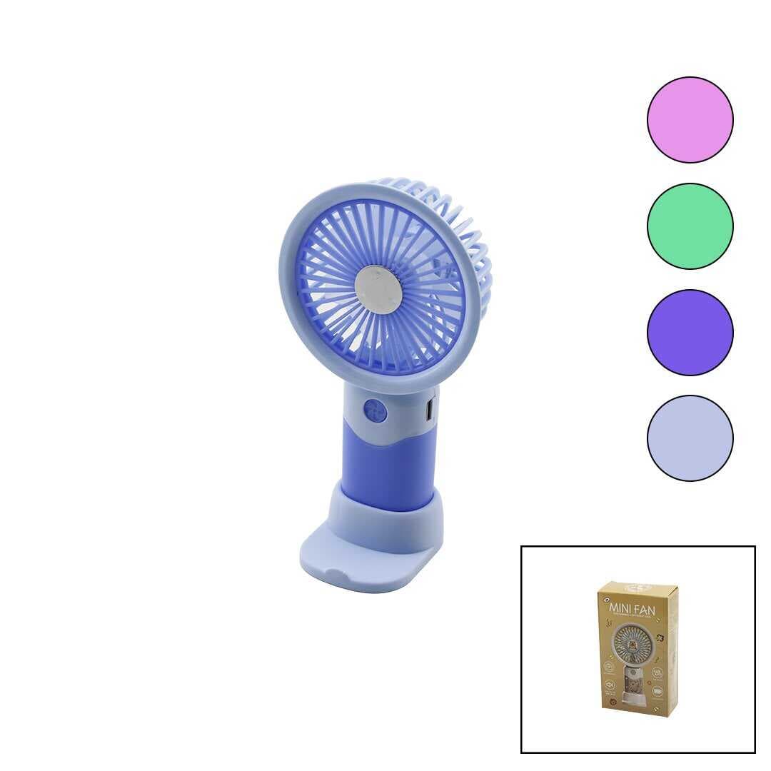 USB ŞARJLI MİNİ EL FANI ÇAP:8.4 - Y:16CM SABİT BAŞLIK 3-KADEME HIZT ELEFONLUKLU MASAÜSTÜ AYAK VANTİLATÖR (5430)
