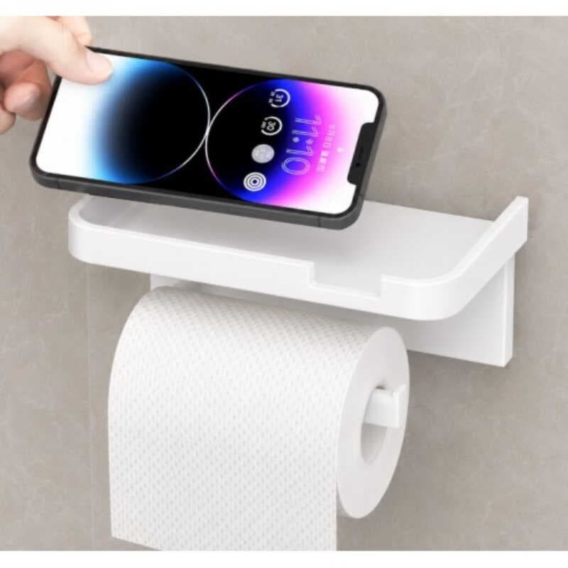 Tuvalet Kağıdı Askılığı - Raflı ve Yapışkanlı - Matkapsız Banyo Aksesuarı