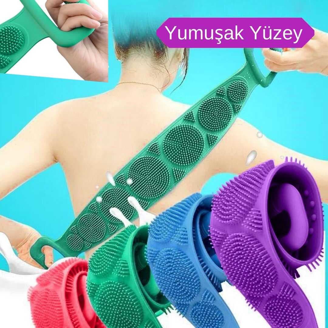 Çift Taraflı Banyo Hamam Lifi Silikon Masajlı Yumuşak Duş Lifi Uzun Ömürlü Hazır Banyo Kesesi (5430)