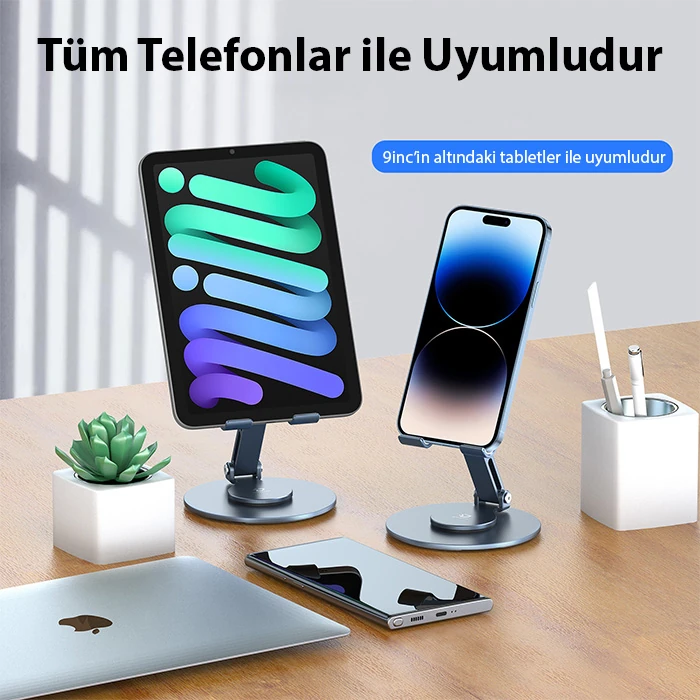 Dux Ducis ES Series Alüminyum Alaşımlı 360° Dönebilen Katlanır Telefon Standı-(5775)