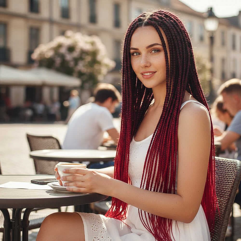 Afrika Örgüsü Ve Rasta İçin Sentetik Ombreli Saç / Siyah / Kızıl