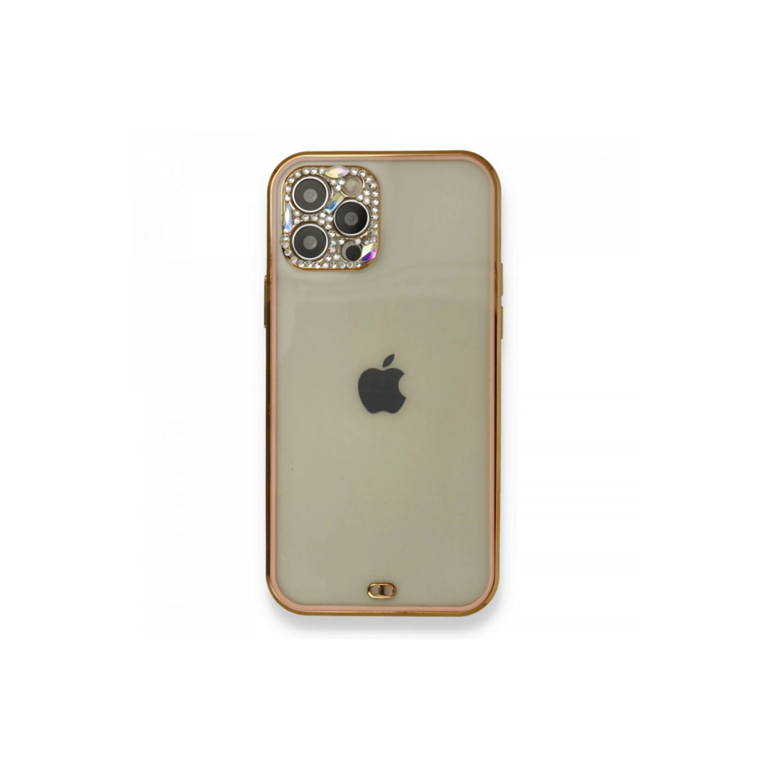 Apple İphone 12 Pro Kılıf Liva Taşlı Silikon - Pembe