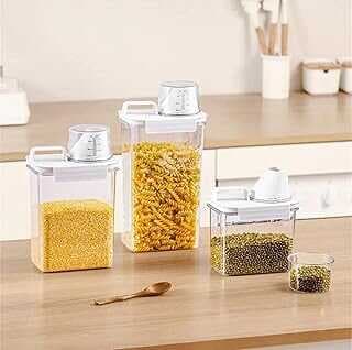 Orret Home Mika Sızdırmaz Ölçekli Deterjan ve Kuru Bakliyat Saklama Kabı, Çok Amaçlı, Gıda Güvenliği ve Hijyen için İdeal, Mutfak ve Çamaşır Odası Düzenleyici (2300 Ml)