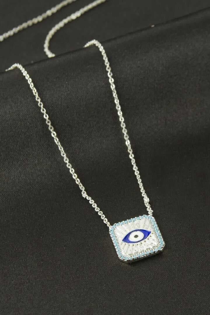 Kare Göz Zirkon Taşlı Kolye