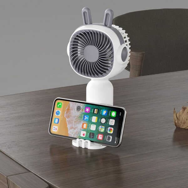 Telefon Tutuculu Şarjlı Mini El Fanı