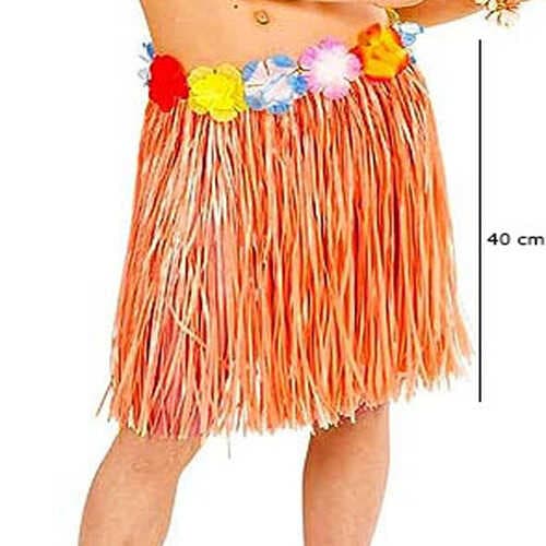 Yetişkin ve Çocuk Uyumlu Tcu Renk Püsküllü Hawaii Luau Hula Etek 40 cm