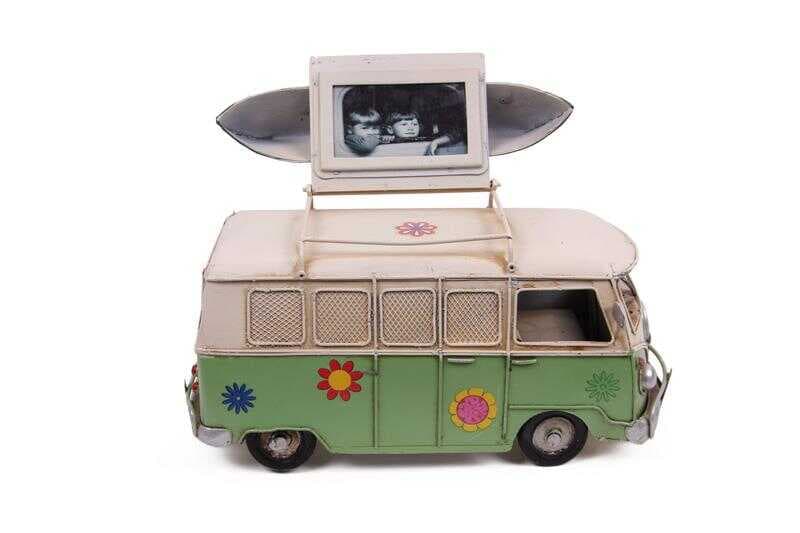 Dekoratif Metal Minibüs Çerçeveli ve Kumbaralı Hediyelik (3098) (477477)