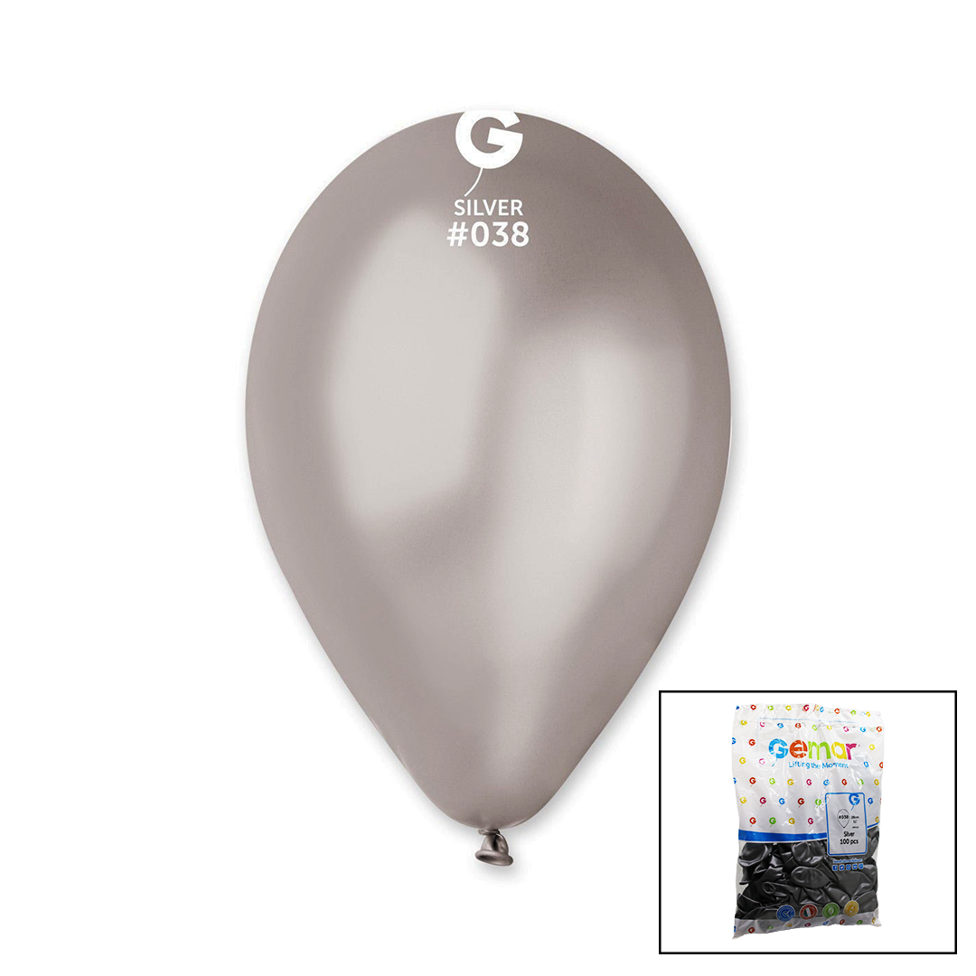 GM-110-38 METALİK - GÜMÜŞ BALON 11&amp;apos;&amp;apos; - 28CM - 100 PARÇA (5430)