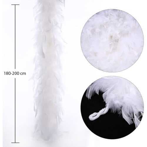 Beyaz Renk Kabarık Kalın Otriş Boa Tüy 6 cm Genişlik 180-200 cm Uzunluk