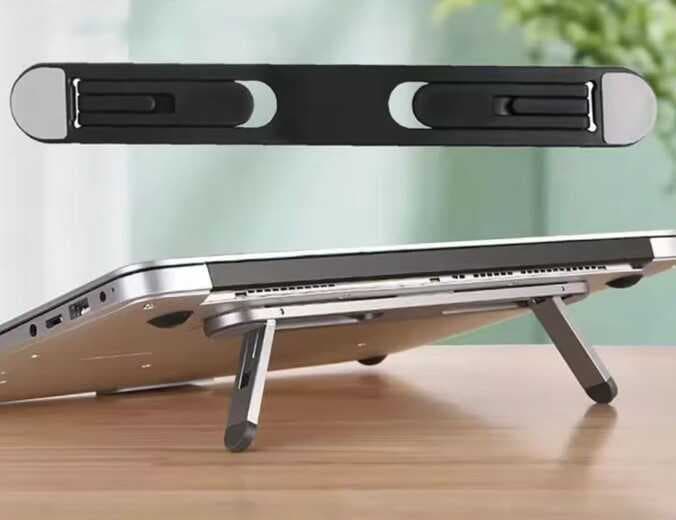 2 Kademeli Katlanabilir ve Yapışkanlı Laptop Standı Siyah